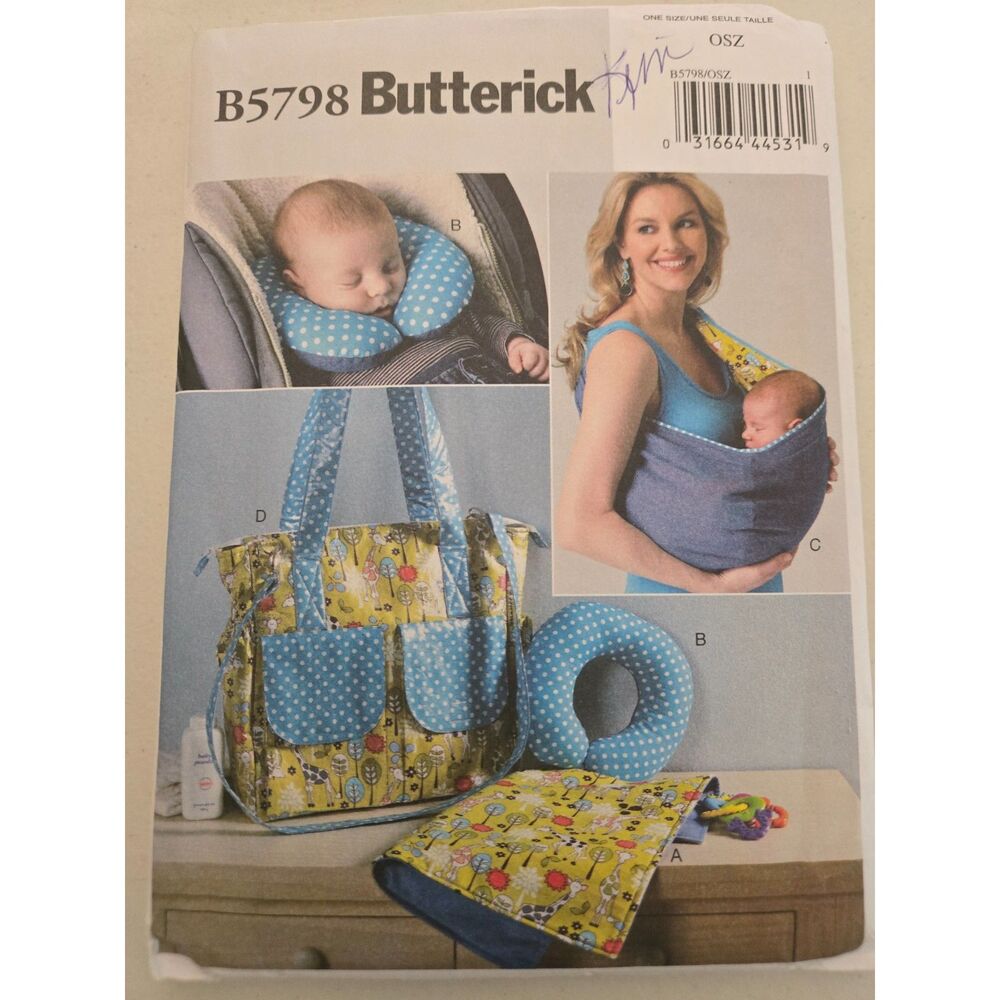 Butterick Baby Accessories B5198 Pattern Changing Pad Neck Pillow Carrier